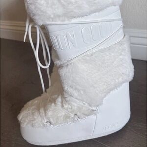 Moon Boot Snowy White Faux Fur Boots